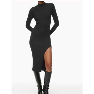 Aritzia Wilfred Black Long Sleeve Ripped Dress